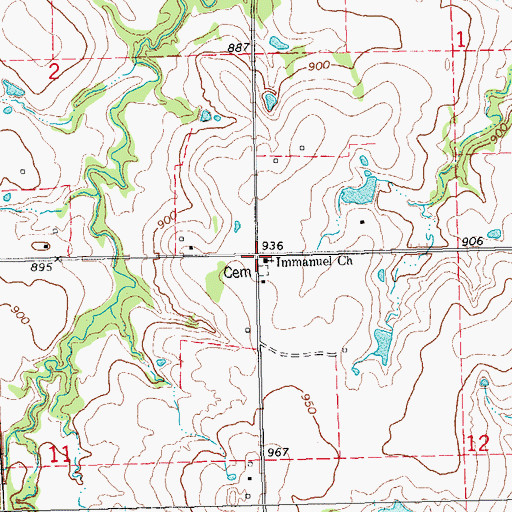 Topographic Map of Immanuel Church, OK
