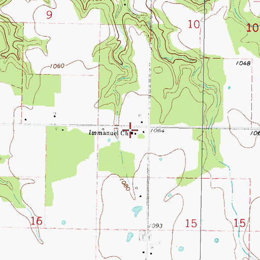Topographic Map of Immanuel Church, OK
