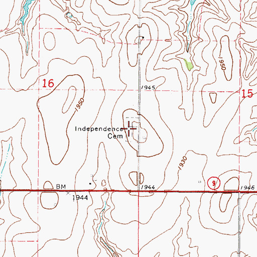 Topographic Map of Independence Cemetery, OK