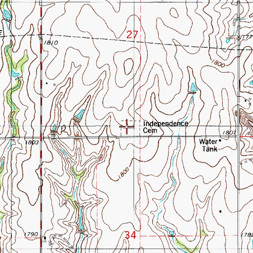 Topographic Map of Independence Cemetery, OK