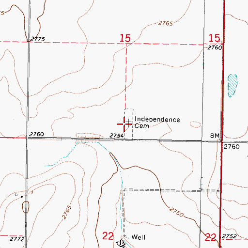 Topographic Map of Independence Cemetery, OK