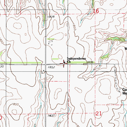Topographic Map of Independence Church, OK