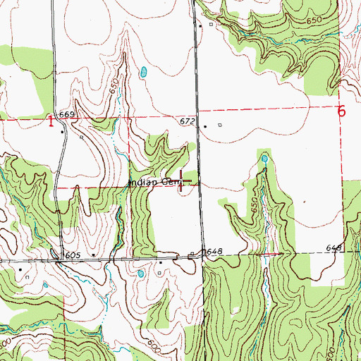 Topographic Map of Indian Cemetery, OK