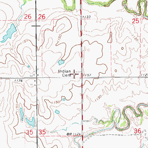 Topographic Map of Indian Cemetery, OK