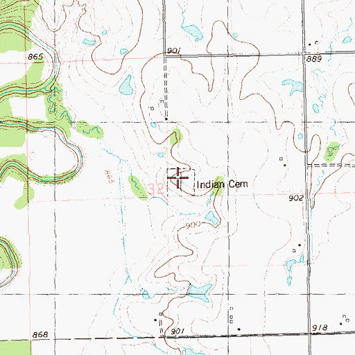 Topographic Map of Indian Cemetery, OK