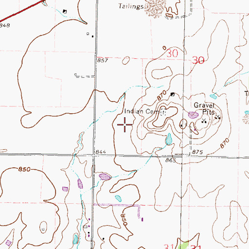 Topographic Map of Indian Cemetery, OK