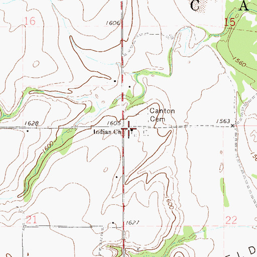 Topographic Map of Indian Church, OK