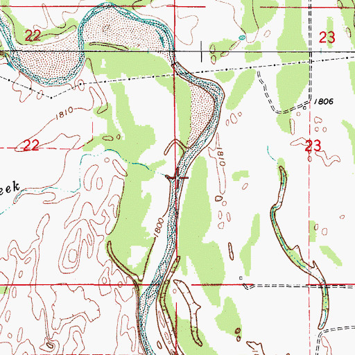 Topographic Map of Indian Creek, OK