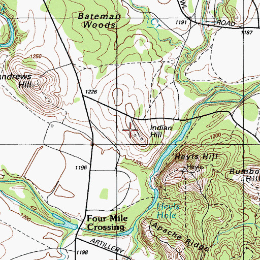 Topographic Map of Indian Hill, OK