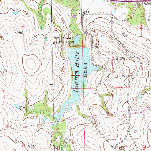 Topographic Map of Indian Hills Lake, OK