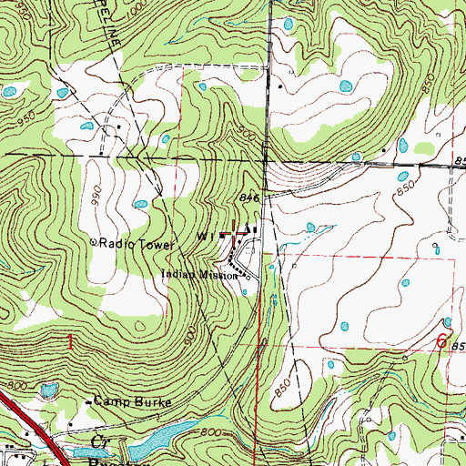 Topographic Map of Indian Mission, OK