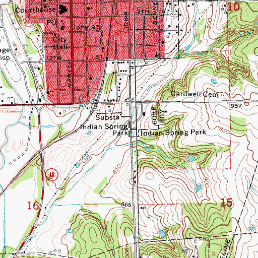 Topographic Map of Indian Spring Park, OK