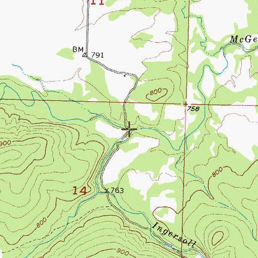 Topographic Map of Ingersoll Creek, OK