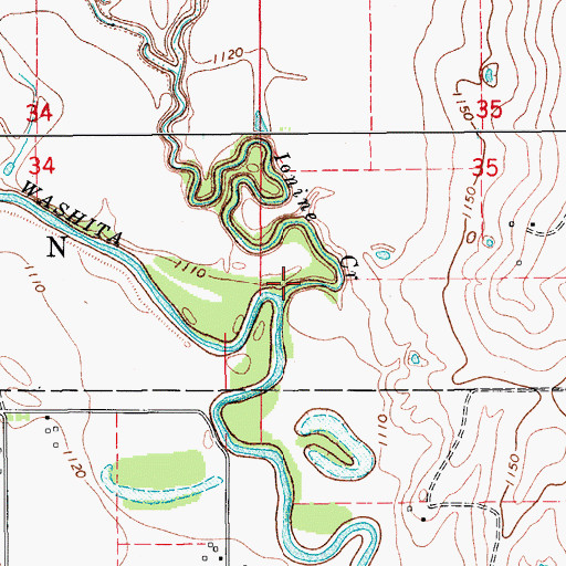 Topographic Map of Ionine Creek, OK