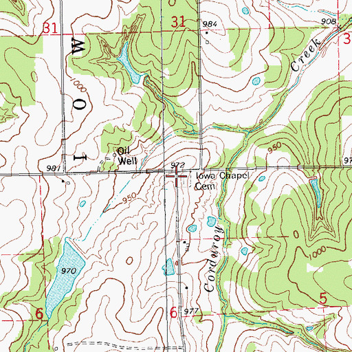 Topographic Map of Iowa Chapel Cemetery, OK