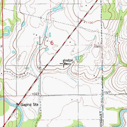 Topographic Map of Ireton Cemetery, OK
