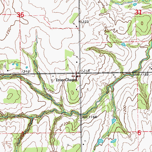 Topographic Map of Iron Chapel, OK