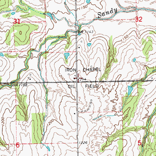 Topographic Map of Iron Chapel Oil Field, OK