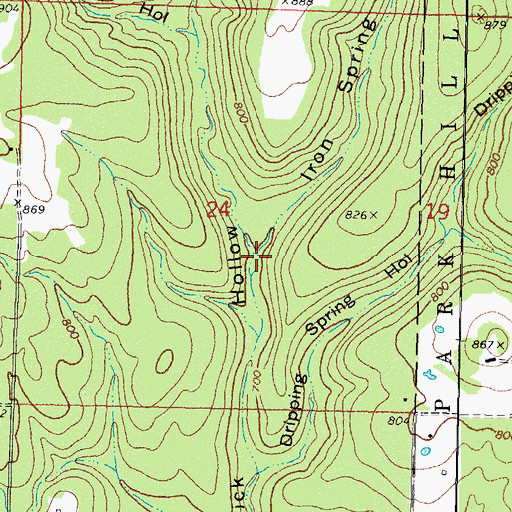 Topographic Map of Iron Spring Hollow, OK