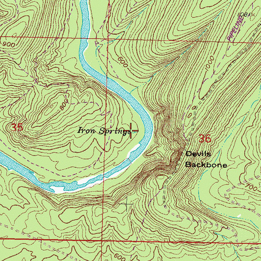 Topographic Map of Iron Springs, OK