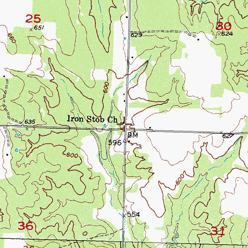 Topographic Map of Iron Stob Church, OK