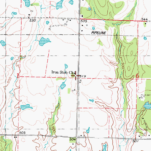 Topographic Map of Iron Stob School, OK