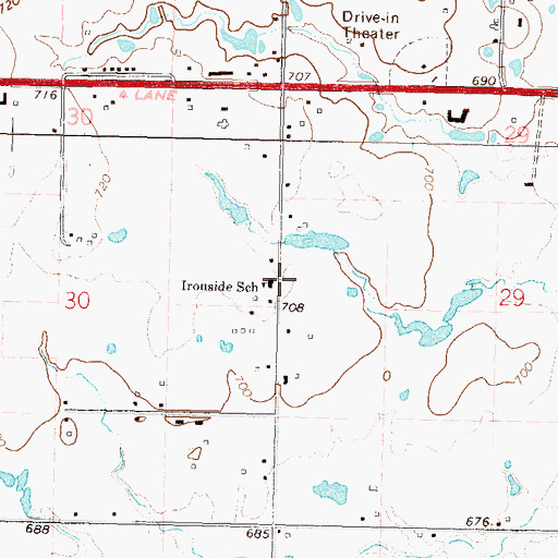Topographic Map of Ironside School, OK