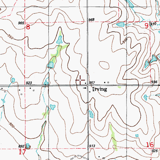 Topographic Map of Irving, OK