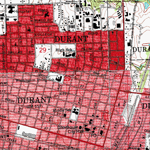 Topographic Map of Irving School, OK