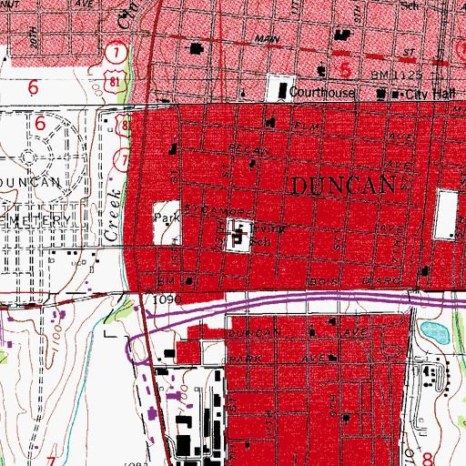 Topographic Map of Irving School, OK