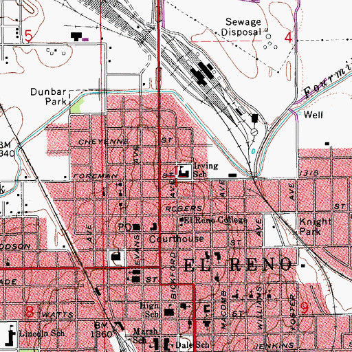 Topographic Map of Irving School, OK
