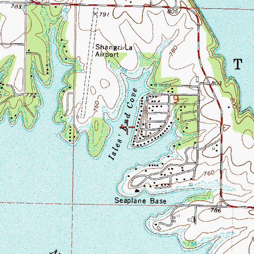 Topographic Map of Isles' End Cove, OK