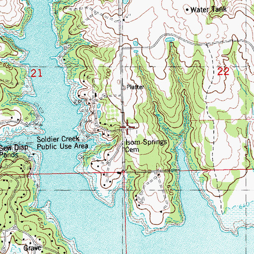 Topographic Map of Isom Springs Cemetery, OK