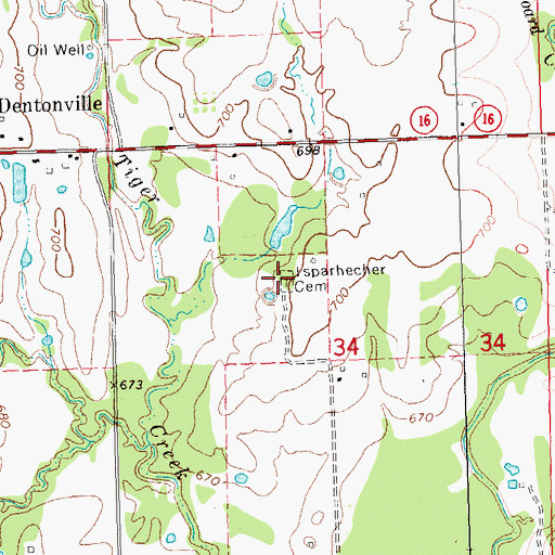 Topographic Map of Isparhecher Cemetery, OK