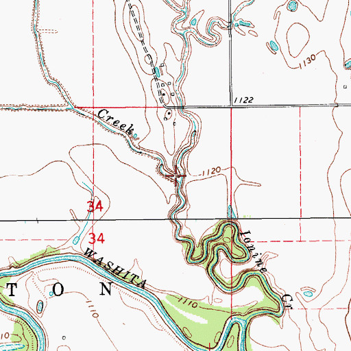 Topographic Map of Jack Hollow Creek, OK