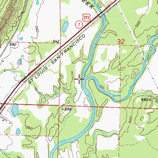 Topographic Map of Jackfork Creek, OK