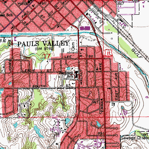 Topographic Map of Jackson Elementary School, OK