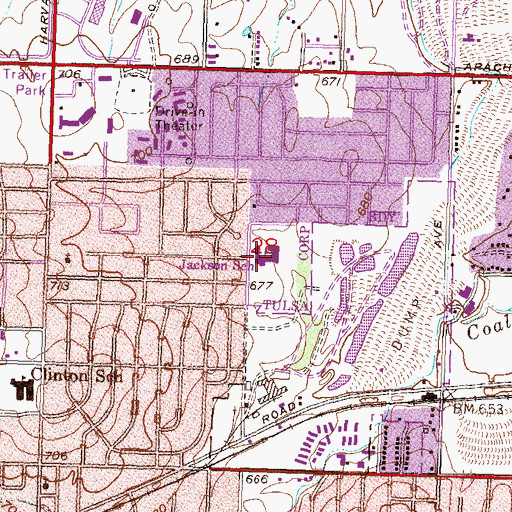 Topographic Map of Jackson Elementary School, OK