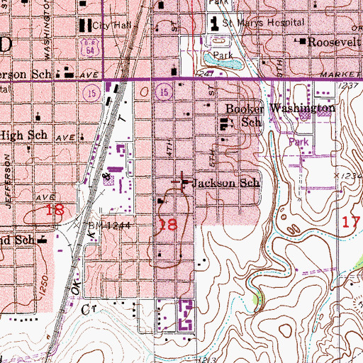 Topographic Map of Jackson School, OK