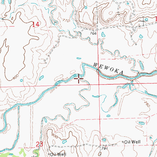 Topographic Map of Jacobs Creek, OK