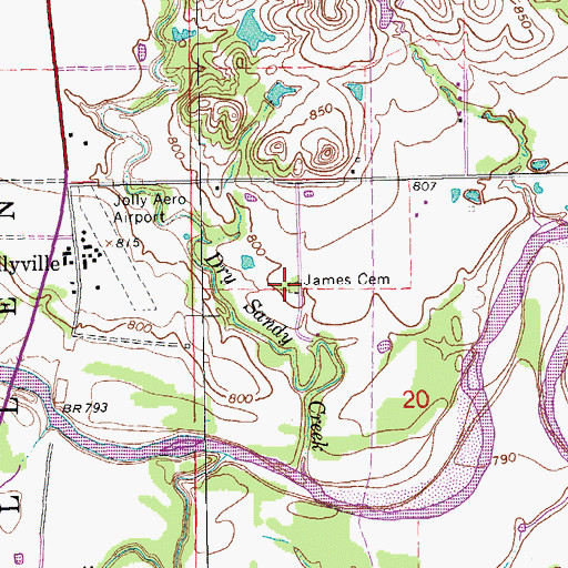 Topographic Map of James Cemetery, OK