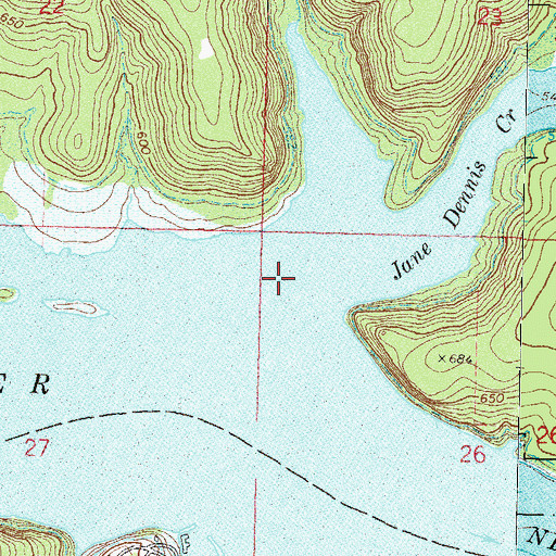 Topographic Map of Jane Dennis Creek, OK