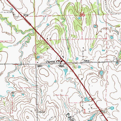 Topographic Map of Jarvis Church, OK
