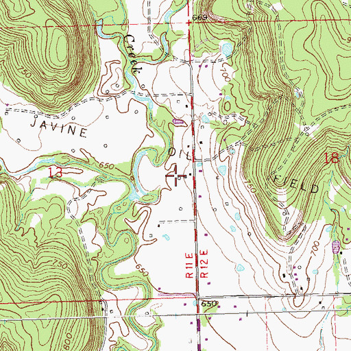Topographic Map of Javine Oil Field, OK