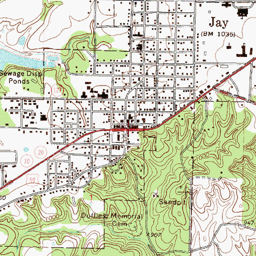 Topographic Map of Jay, OK