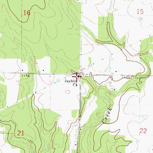 Topographic Map of Jaybird Church, OK