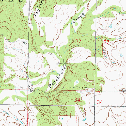 Topographic Map of Jaybird Creek, OK