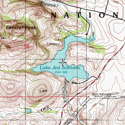 Topographic Map of Lake Jed Johnson, OK