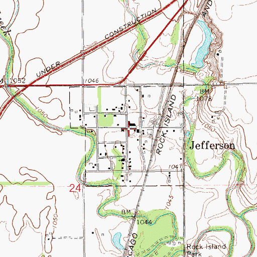 Topographic Map of Jefferson, OK