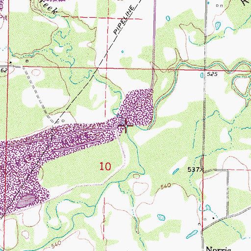 Topographic Map of Jefferson Creek, OK